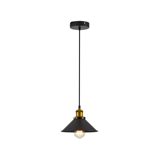 Black Metal Funnel Metal Ceiling Pendant Light E27 Fitting