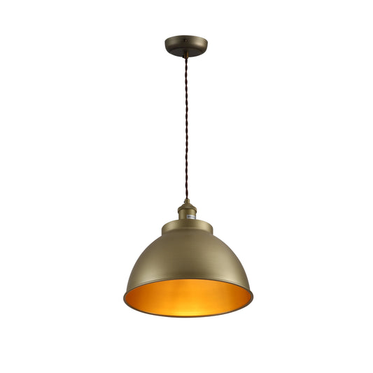 Brooklyn Vintage Metal Dome Pendant Light Pewter Copper Gold Brass E27
