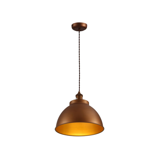 Brooklyn Vintage Metal Dome Pendant Light Pewter Copper Gold Brass E27