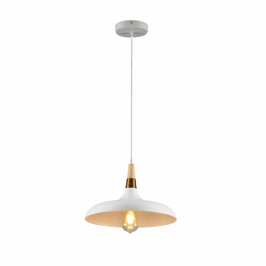 Capo Funnel Cone Flat Nordic Wood Top Designer Metal Pendant Ceiling Light E27