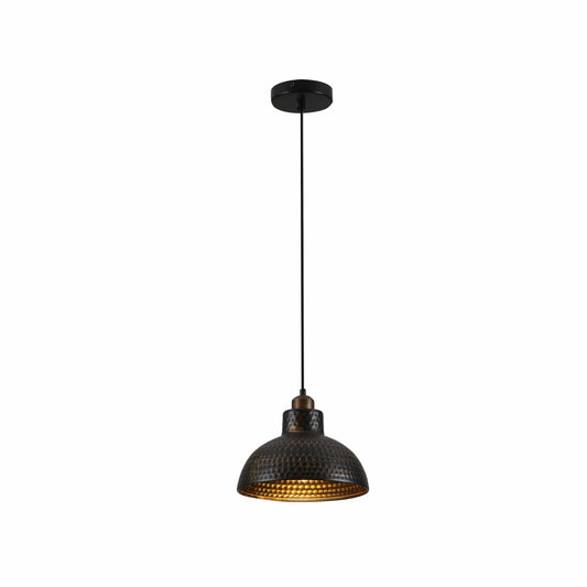 Black Copper Brush Effect Metal Golden Hammer Dome Pendant Ceiling Light E27
