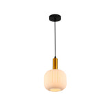 Sawyer Ribbed Fluted Reeded Maloto Lantern Green Opal Purple Amber Glass Pendant Ceiling Light E27 Gold Metal Top
