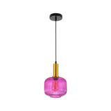 Sawyer Ribbed Fluted Reeded Maloto Lantern Green Opal Purple Amber Glass Pendant Ceiling Light E27 Gold Metal Top