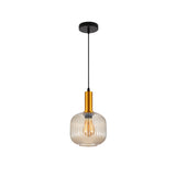 Sawyer Ribbed Fluted Reeded Maloto Lantern Green Opal Purple Amber Glass Pendant Ceiling Light E27 Gold Metal Top