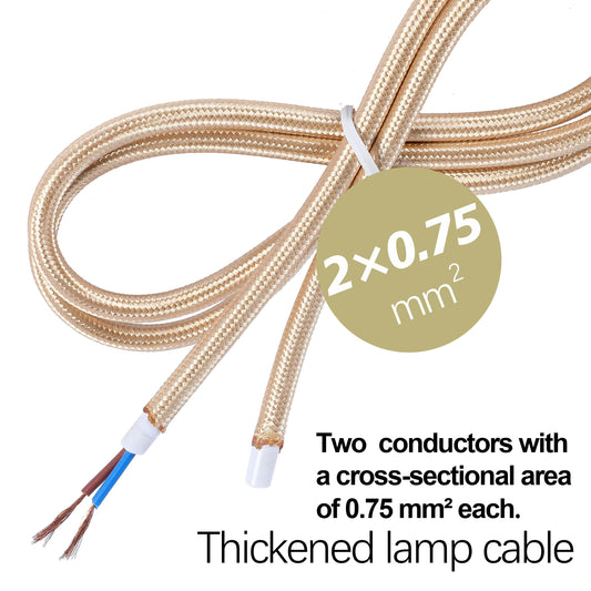 White Braided Fabric Lighting Cable 2×0.75