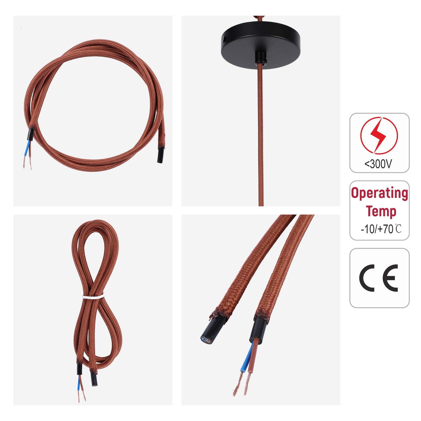 Copper Braided Fabric Lighting Cable 2×0.75