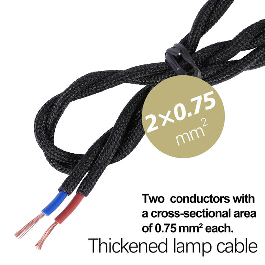 Black Twisted Braided Fabric Lighting Cable