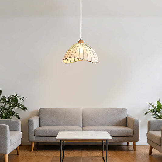 Boho Asymmetric Beige Linen Shade Pendant Light with Black Accents, E27