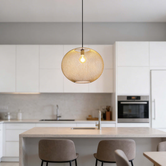 Modern Gold Wire Mesh Globe Pendant Light, E27 (40cm & 48cm Options)