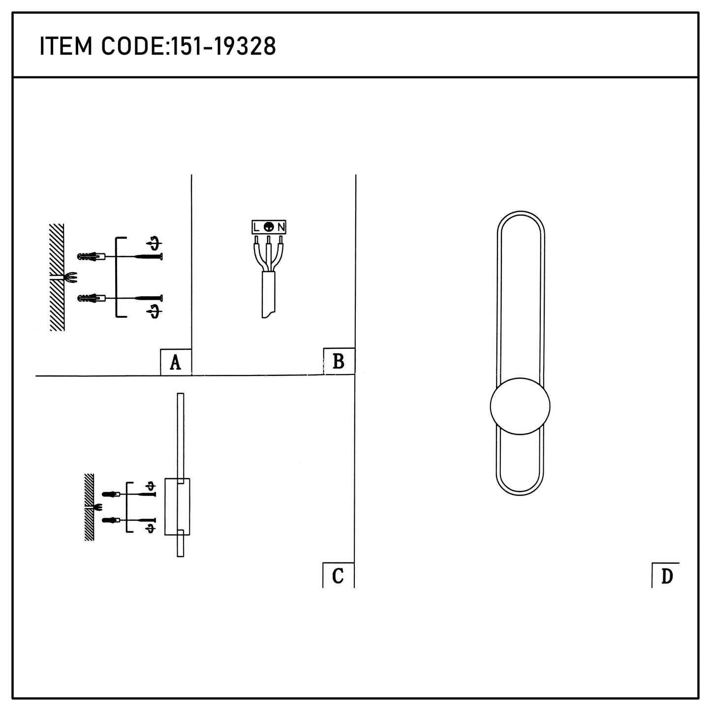 Black LED Wall Lamp 60x9cm 20W 3CCT