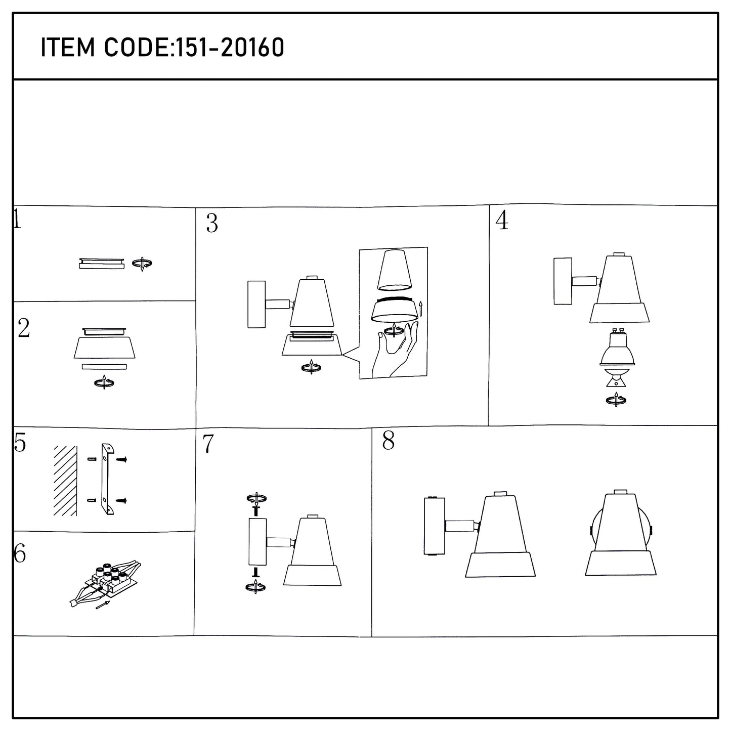 Modern Black & Brass Wall Sconce, 1-Light GU10 Dimmable