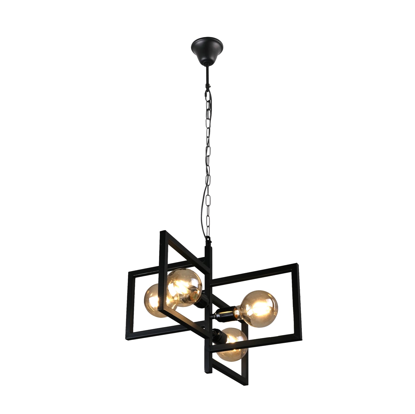 Black 4 Rectangle Chandelier Pendant Ceiling Light E27