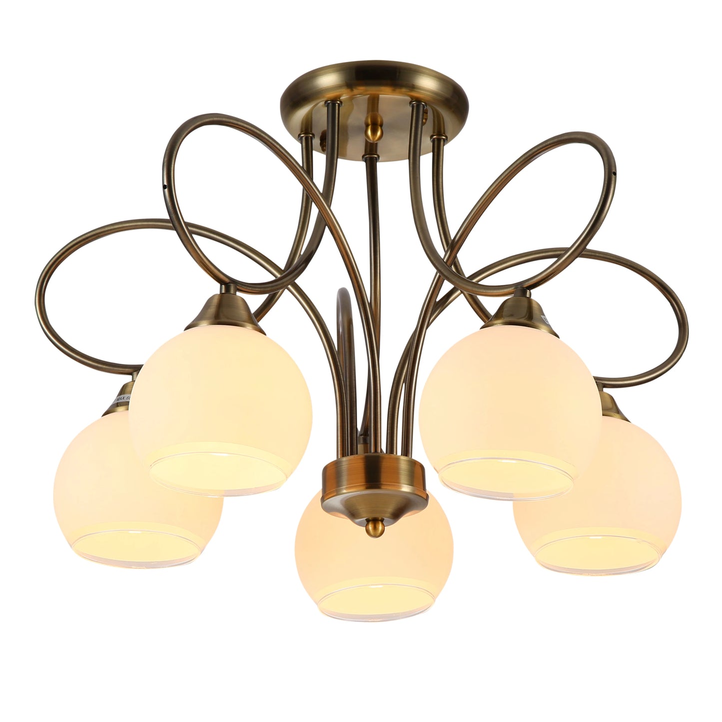 Antique Brass Lily of the Valley Ceiling Light Fixture