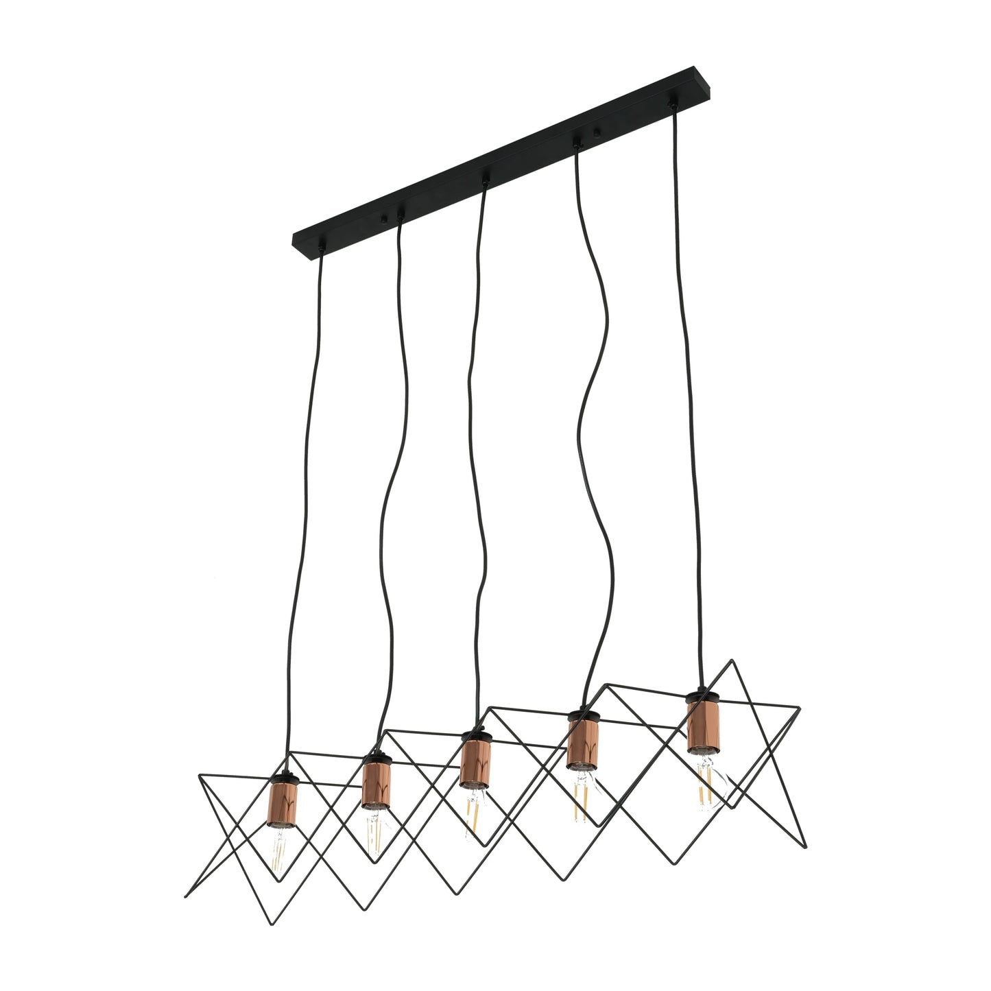 Star Cage Pendant Light with Rose Gold Accent and Black Metal Frame