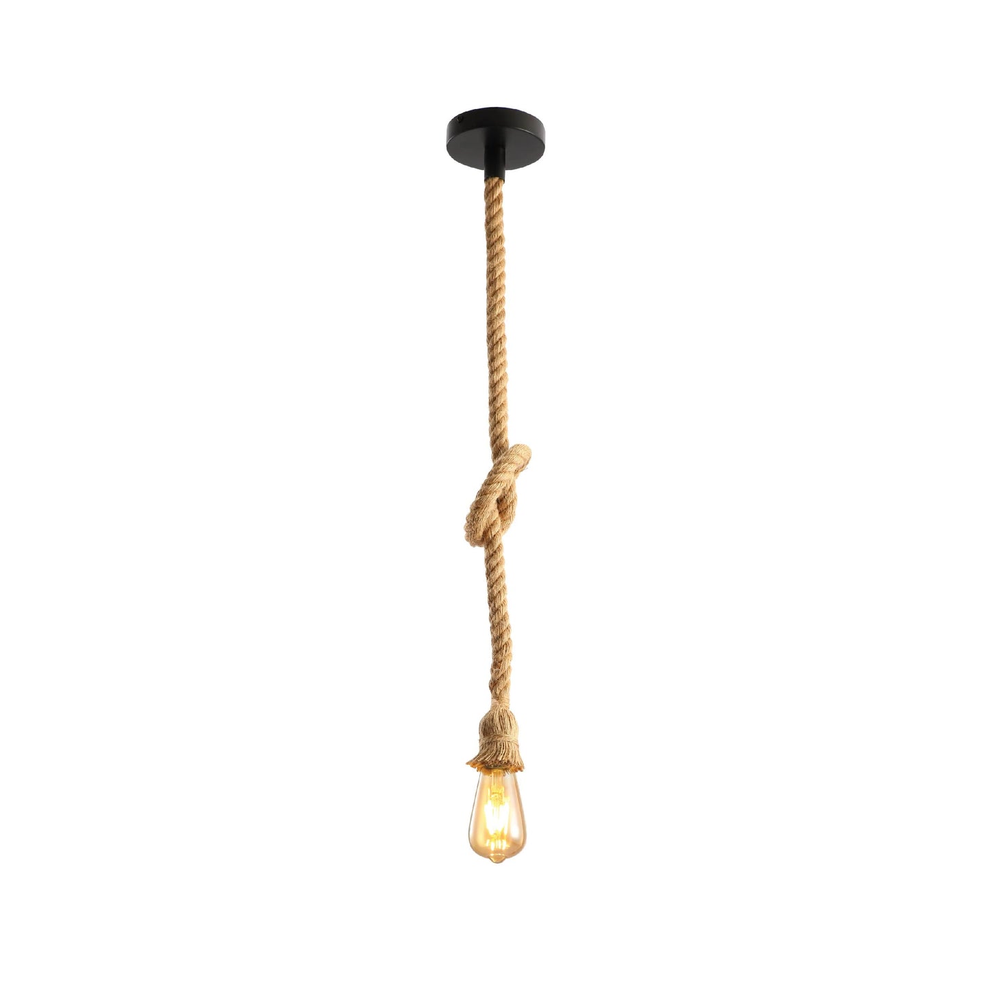Farmhouse Rustic Hemp Rope Pendant Ceiling Light E27 Fitting