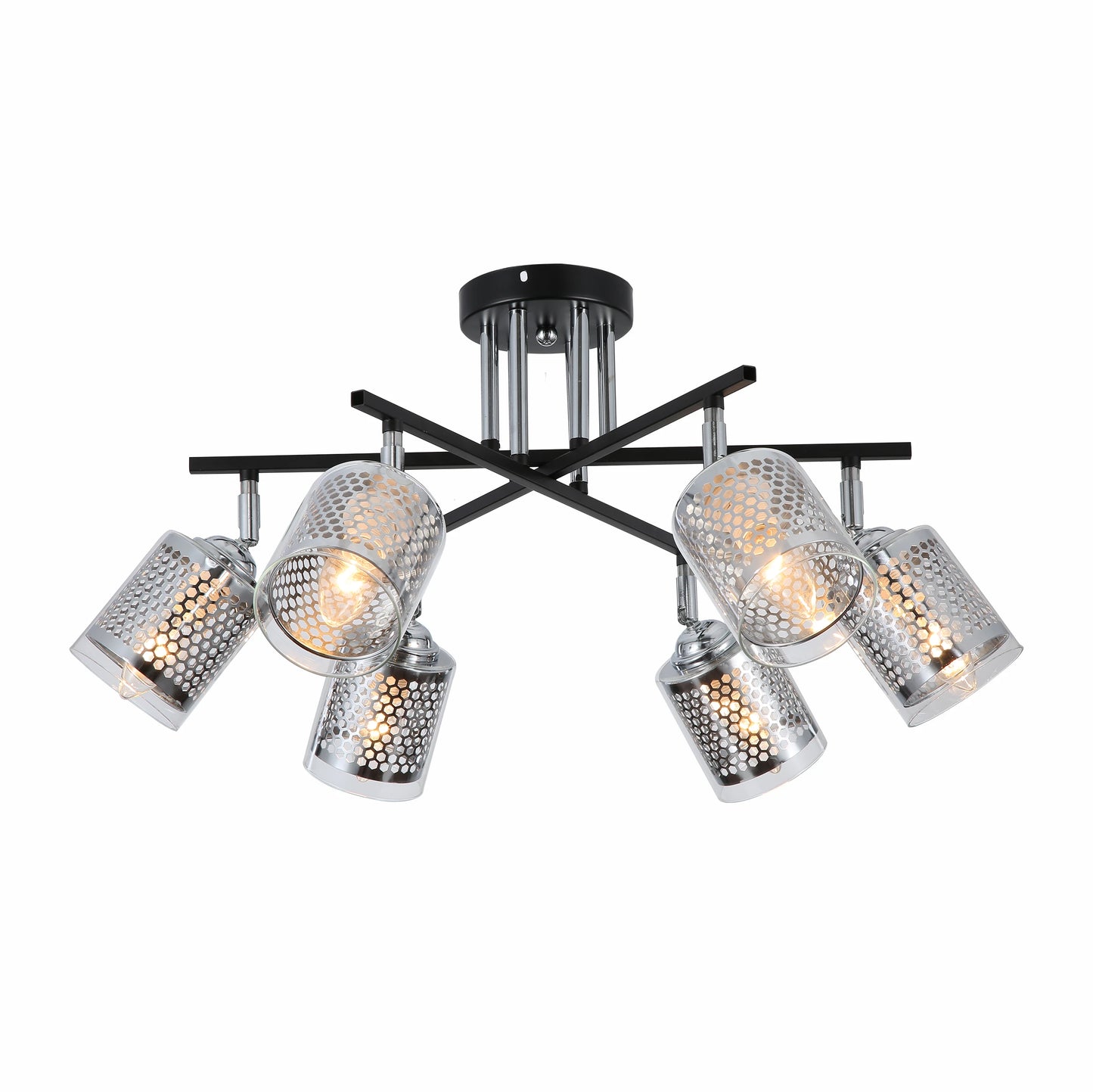 Chrome Honeycomb Black Chrome Body Semi Flush Ceiling Light E14