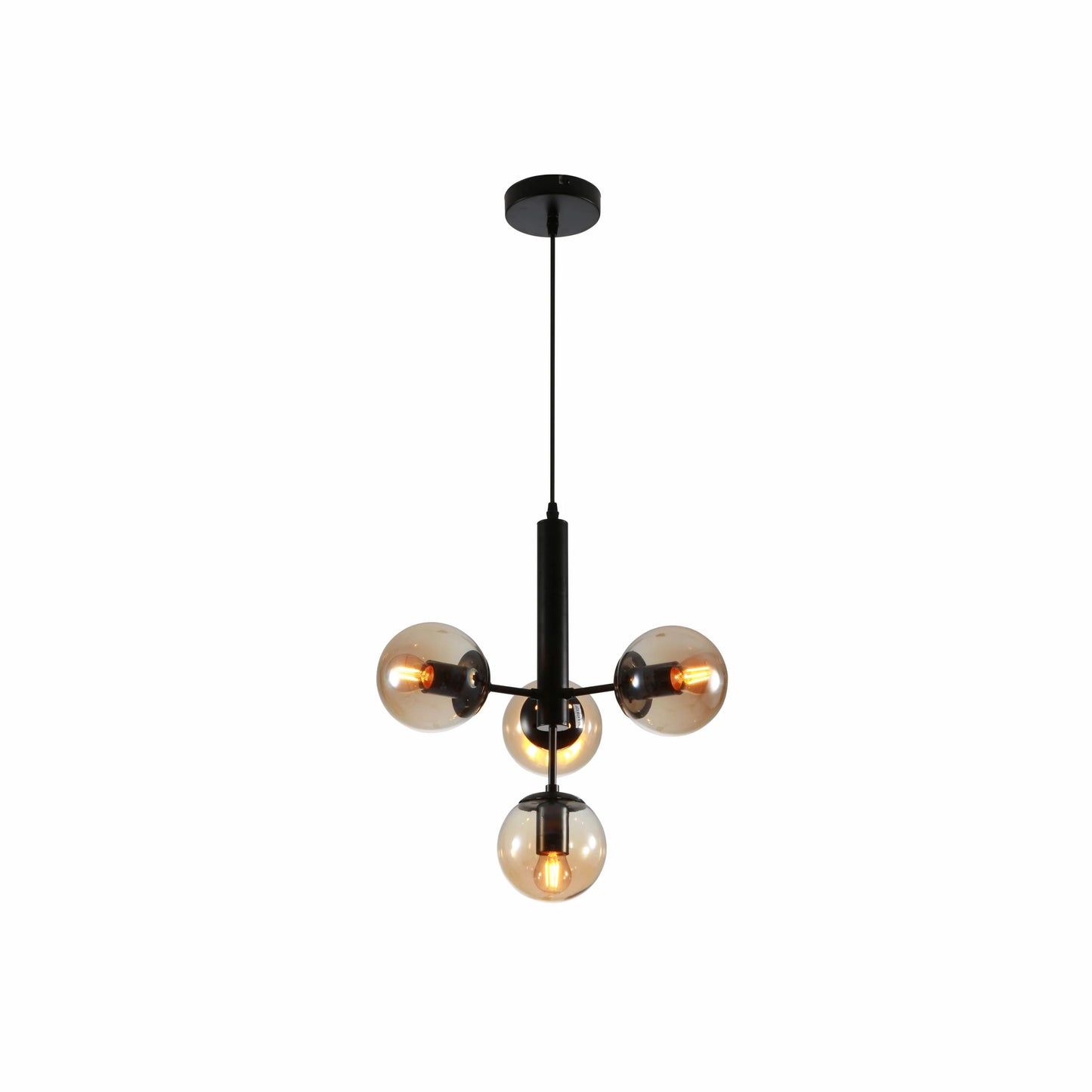 Atom Model Globe Glass Black Metal Body Chandelier Ceiling Pendant Light E27