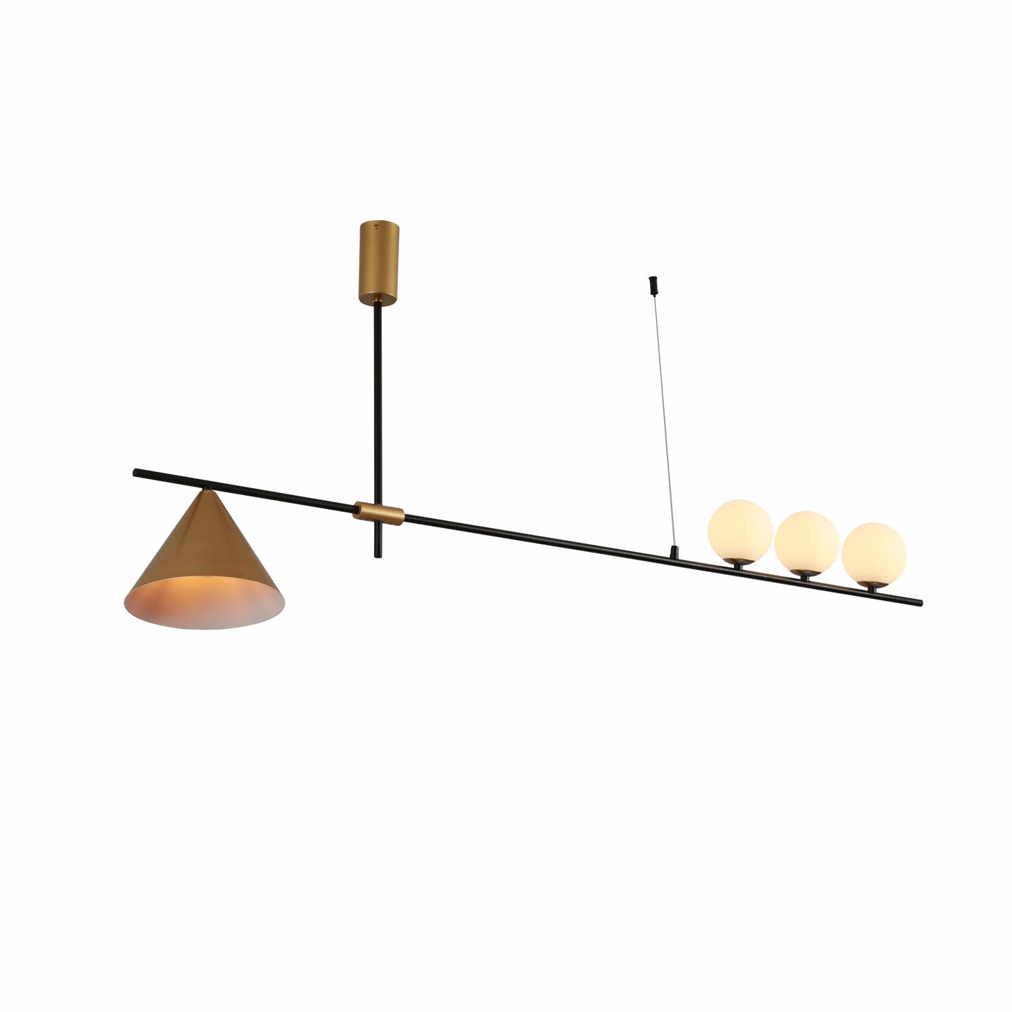 Nordic Modern Island Chandelier Ceiling Light G9 and E27 Black or Gold Funnel Opal Globe