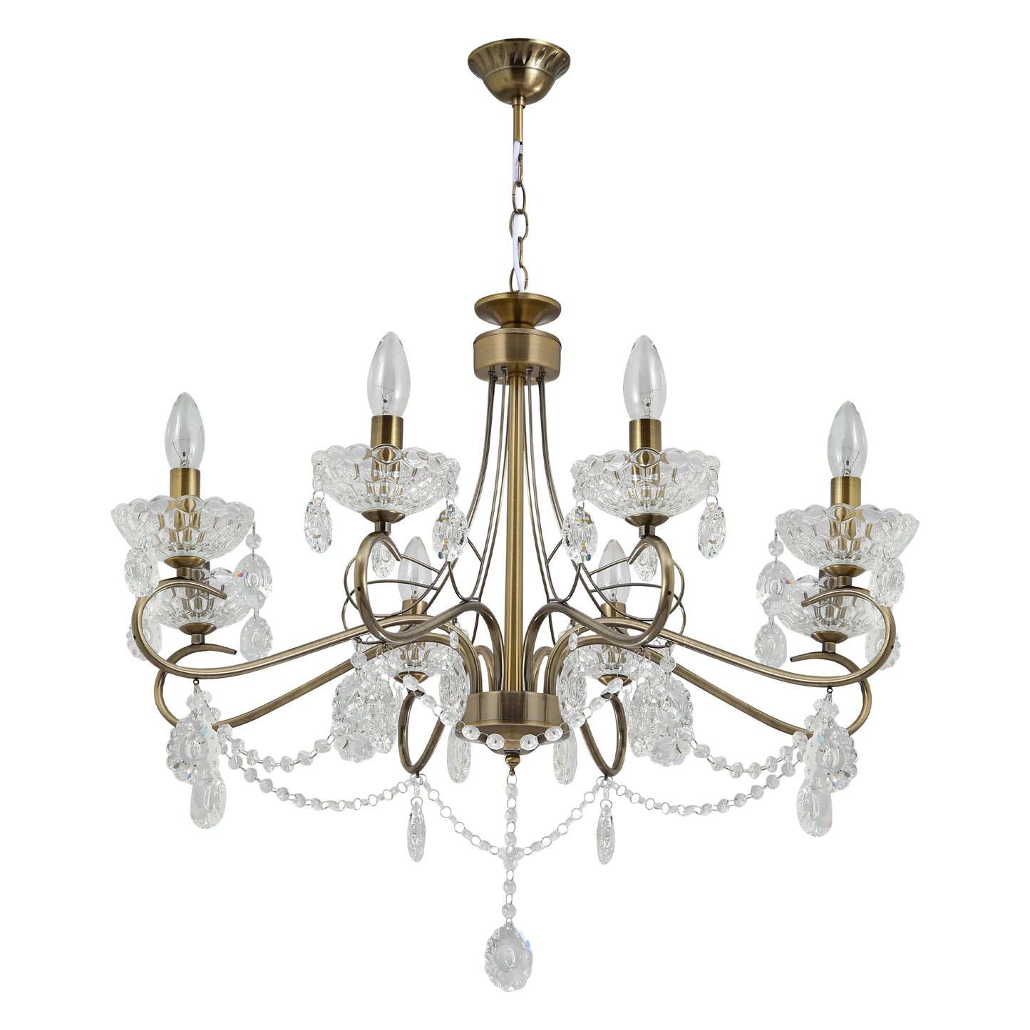 Mary Lillian Mediterranean Elegant Transitional Crystal Chandelier Ceiling Light E14