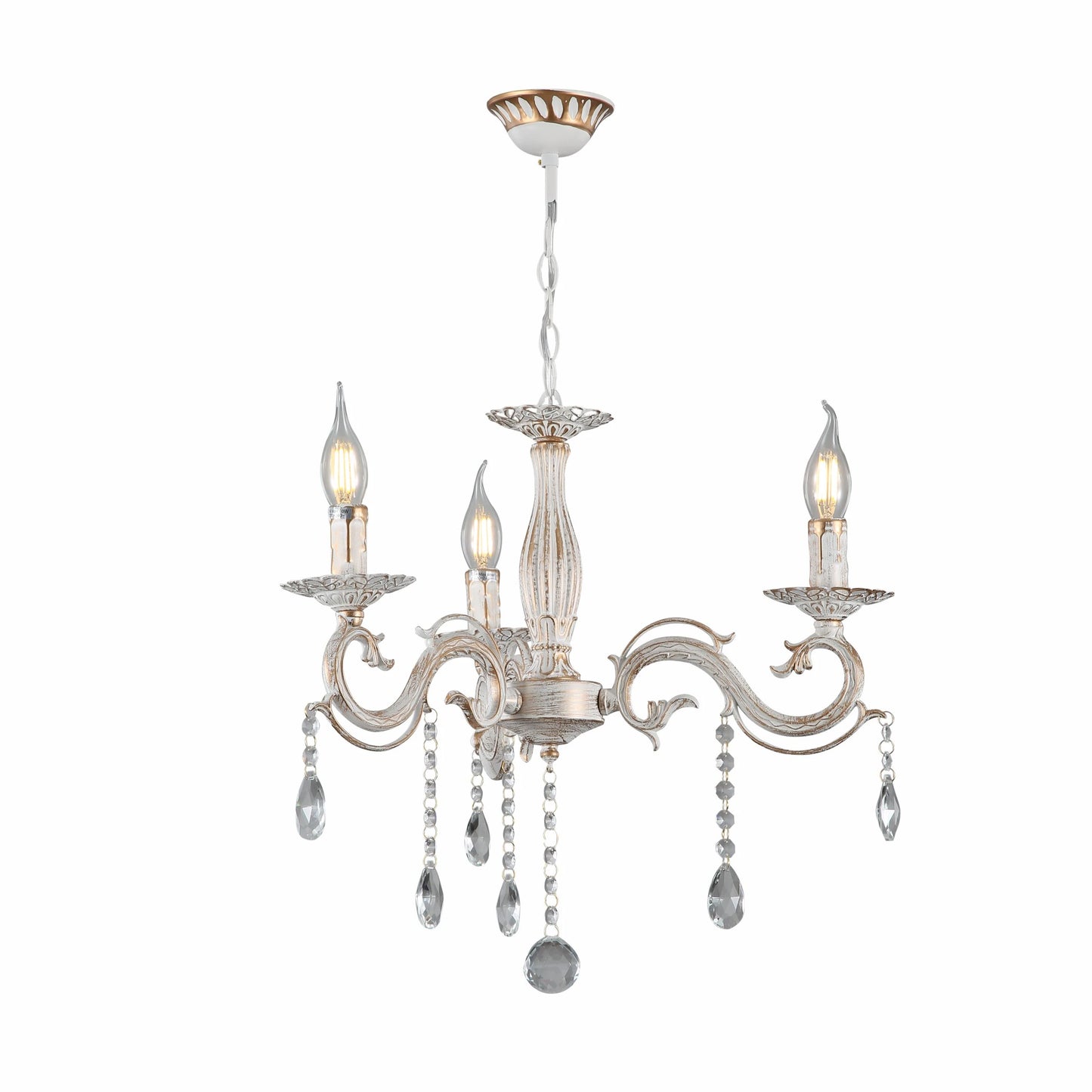 Candle Waterfall Traditional Retro Vintage Arm Chandelier Ceiling Light Crystal Gold Aged Cream E14