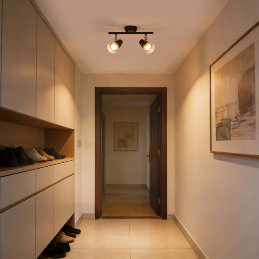 Modern Black & Brass Linear Spotlight Bar, GU10 Dimmable