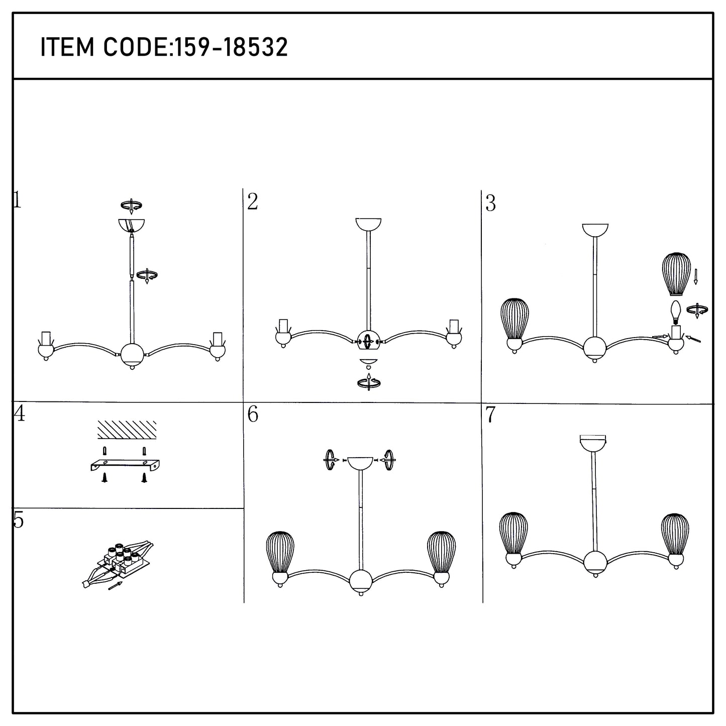 Pendant Lamp 68690/7 Antique Brass E14x7
