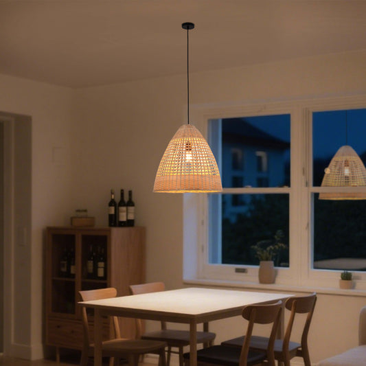 Natural Woven Bamboo & Seagrass Pendant Light, 1x E27