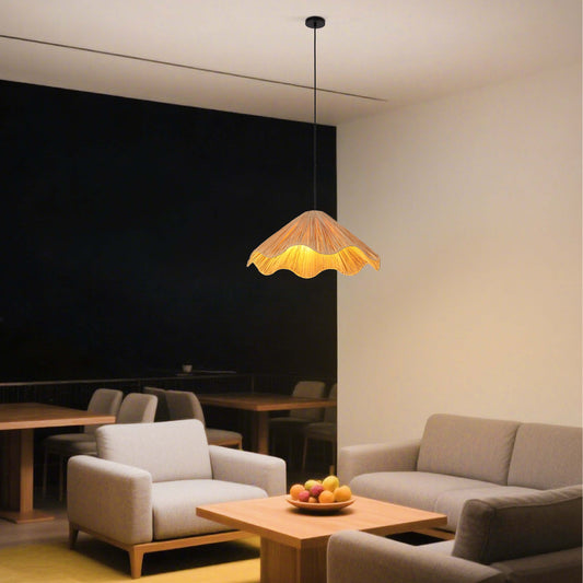 Natural Raffia Paper Woven Pendant Light, 1x E27