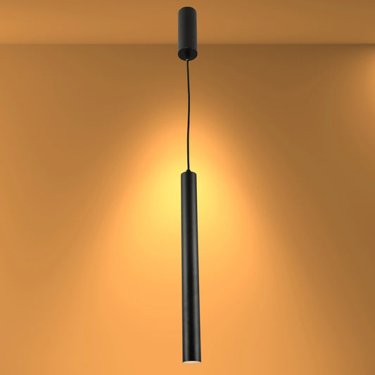 Integrated LED Modern Cylinder Pendant Ceiling Light Suspended Downlight Black