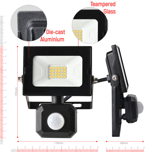 Shows size of 10w apollo flood light