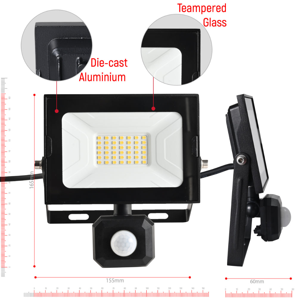 Shows size of 30w apollo flood light