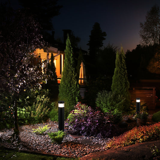 10W Modern Black LED Bollard Garden Light, 800mm, 3CCT Selectable IP65