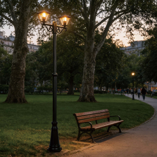 Outdoor Bollard Lawn Lamp A0307 E27x2 Black