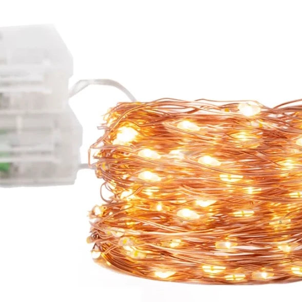 Mensa 2 Sets of Micro-LED 100 LEDs 10m with Battery Pack & Remote Control Warm White LED String Fairy Light