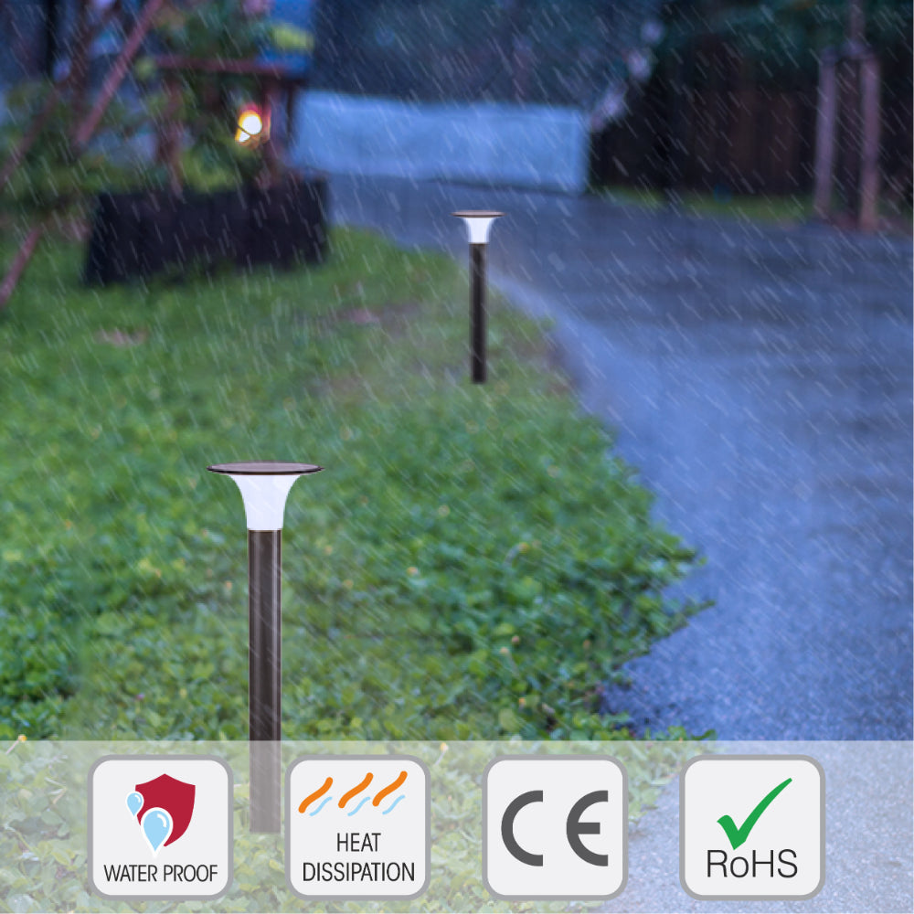 waterproof and weatherproof TEKLED 80cm Black Solar LED Bollard Pathway Light