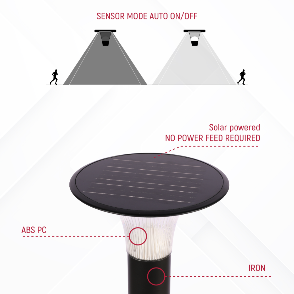 sensor mode on and off for TEKLED 80cm Black Solar LED Bollard Pathway Light