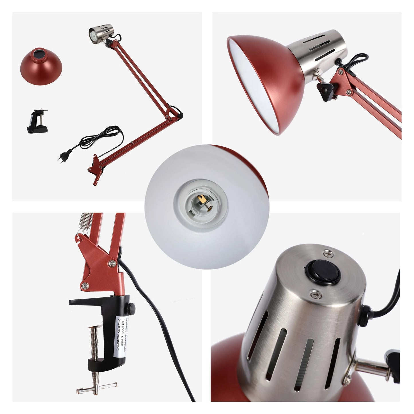A stylish, adjustable desk lamp in a copper and silver finish, perfect for any home office or study.