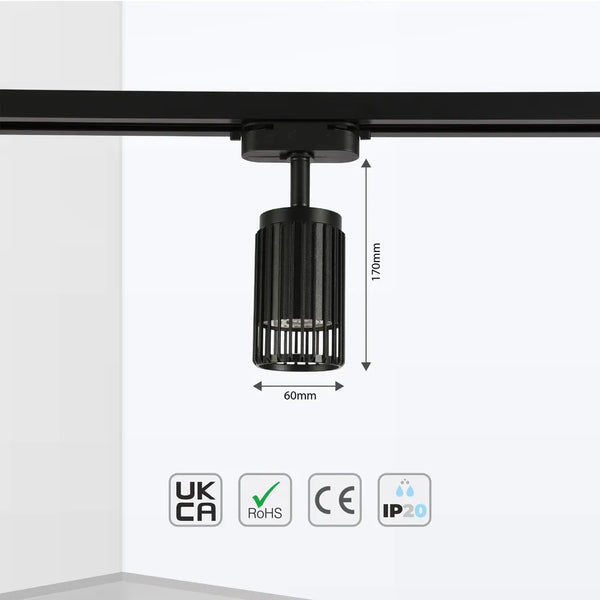 Size and technical specs of the Aria Cage-Bar GU10 Tracklight-174-03202
