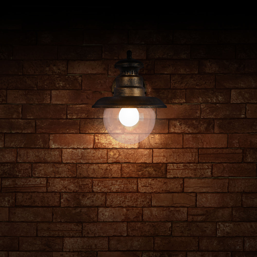 Artu Outdoor Lantern Wall Light Black E27 Golden