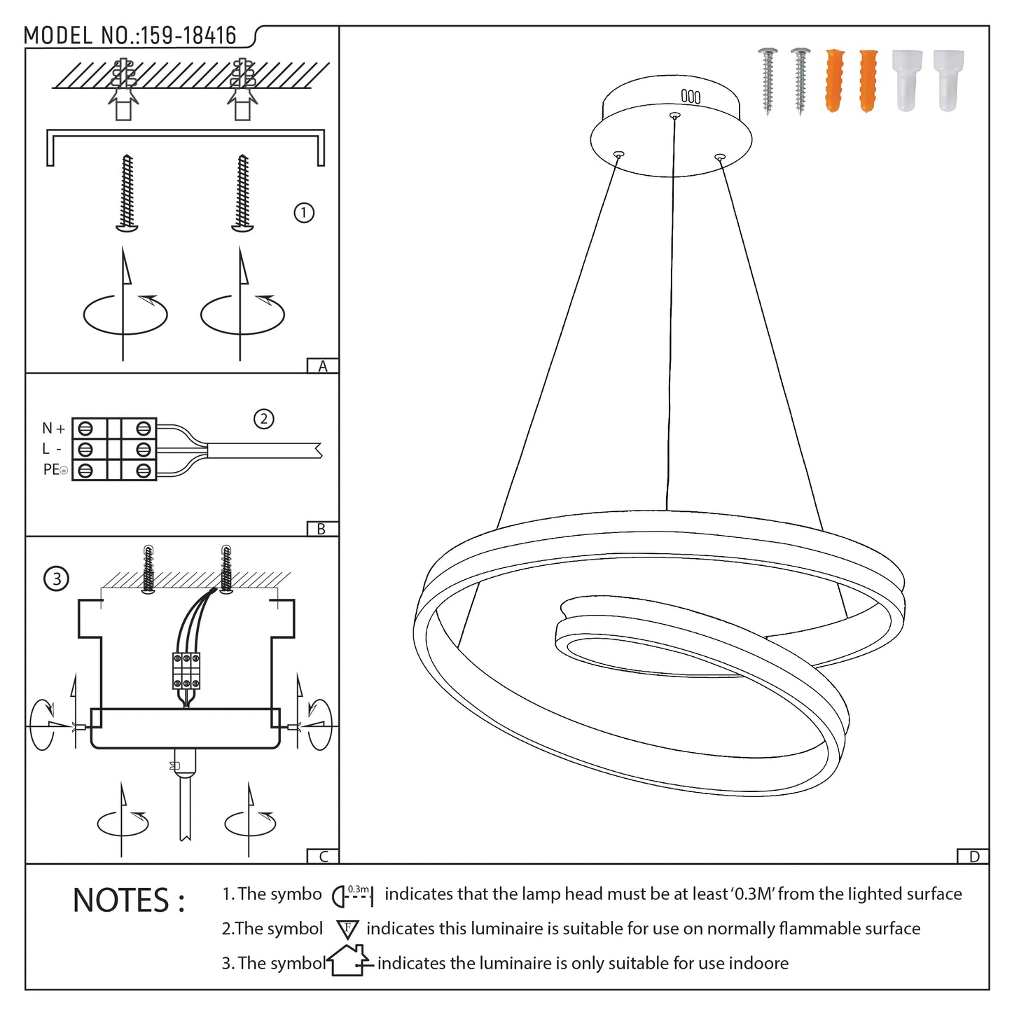 A stylish LED pendant light, featuring a contemporary spiral design. A modern and elegant light fixture for interior spaces.