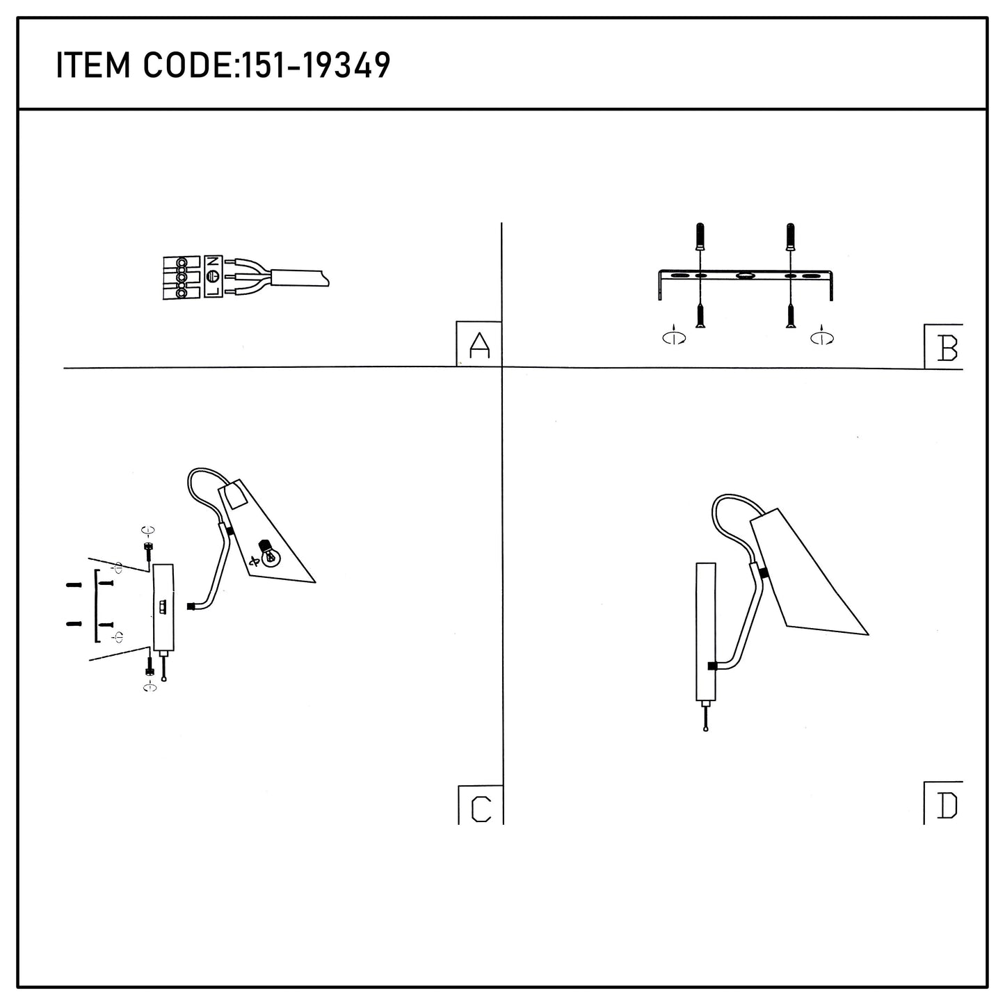 Metal Cone Wall Light E27 Fitting