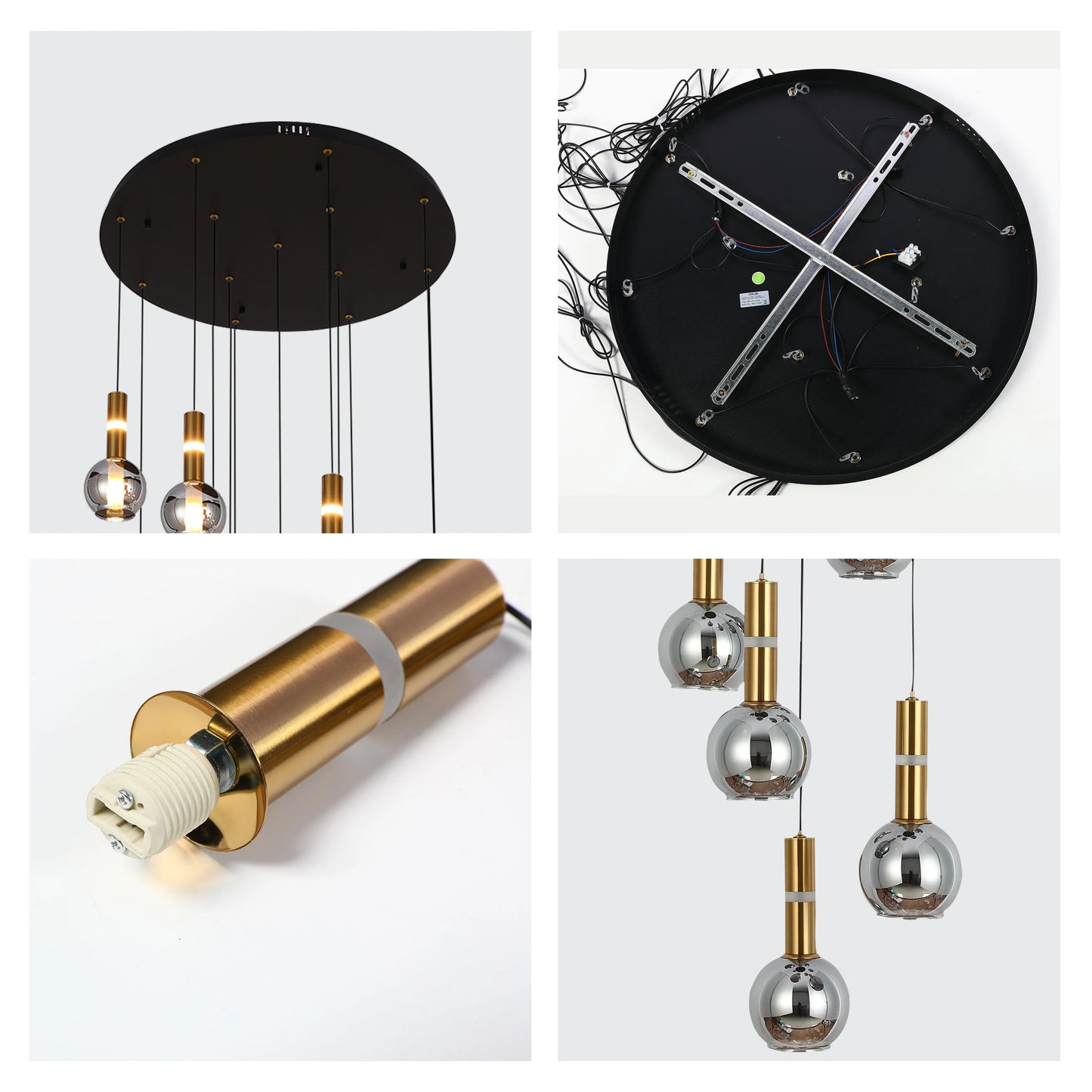 Stylish modern pendant lighting with gold accents and mirrored globe shades. Contemporary design for a chic interior.