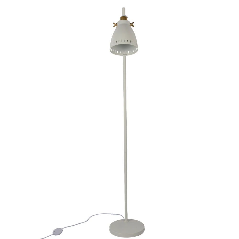 Cone-Shaded Floor Lamp with Gold Detailing & Decorative Shade - Versatile Colors