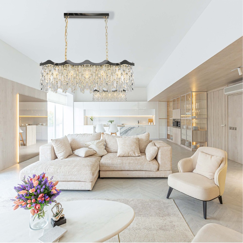 Interior application of Crown Crystal Chandelier Ceiling Light | TEKLED 159-18094