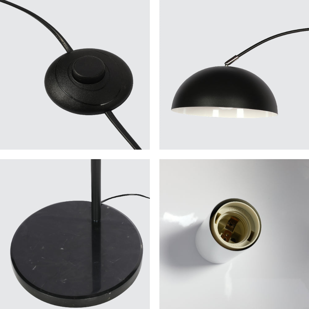 Curved Arc Floor Lamp with Rotatable Dome Shade in Black