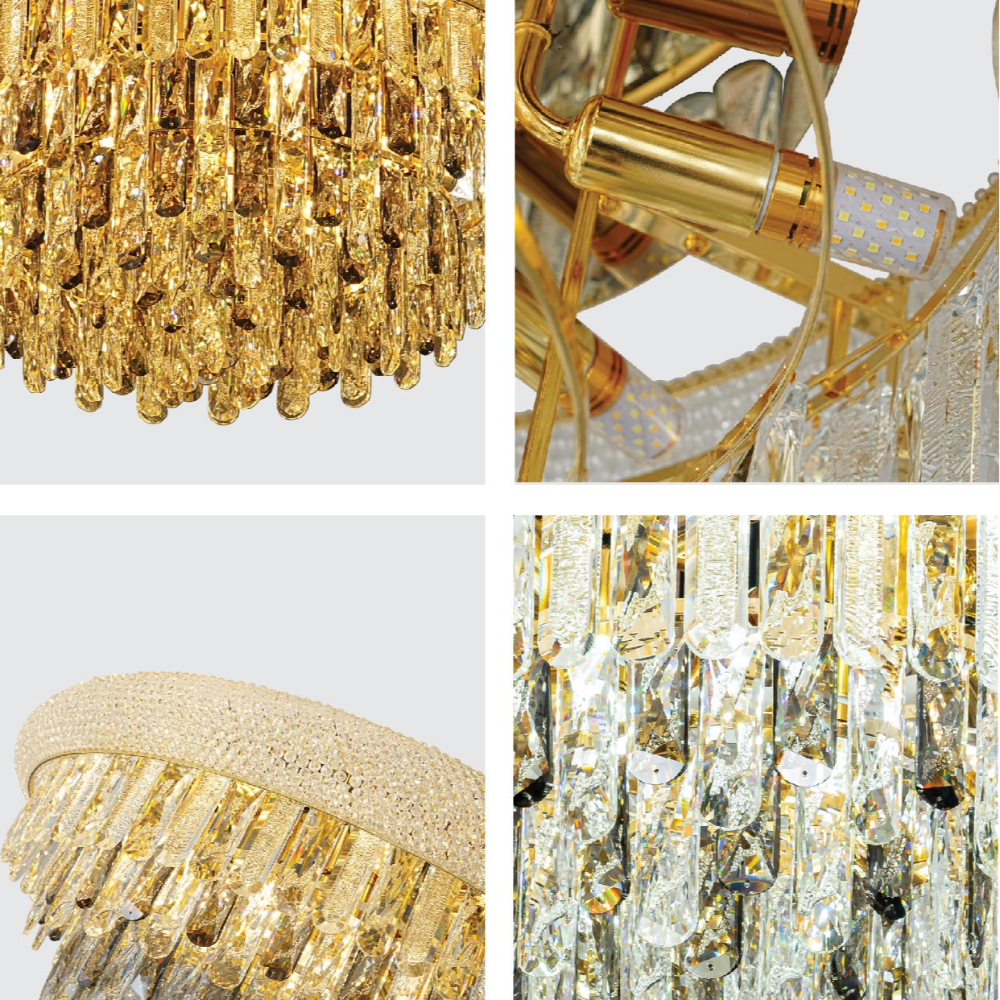 Details of Diyas Alexandra Flush Crystal Chandelier Ceiling Light | TEKLED 159-18025