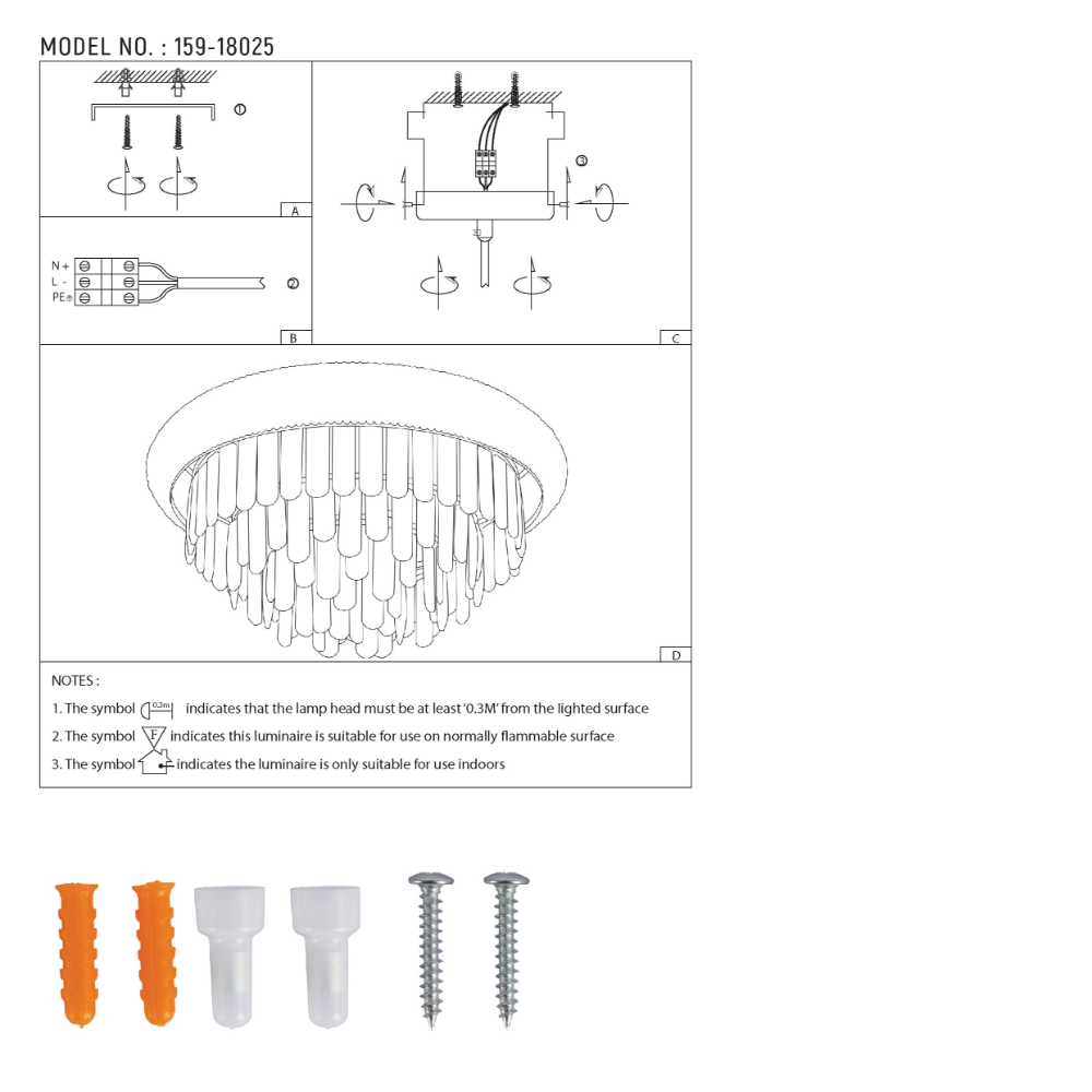 User manual for Diyas Alexandra Flush Crystal Chandelier Ceiling Light | TEKLED 159-18025