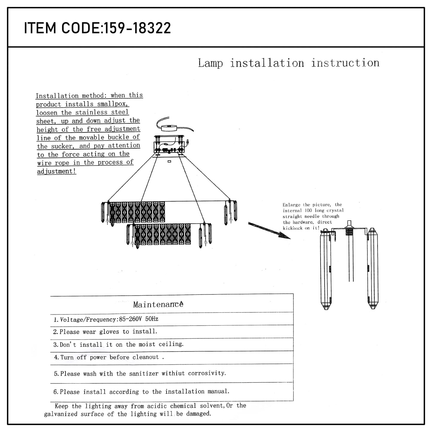 A lighting fixture installation guide, featuring diagrams and written instructions for assembly and maintenance.