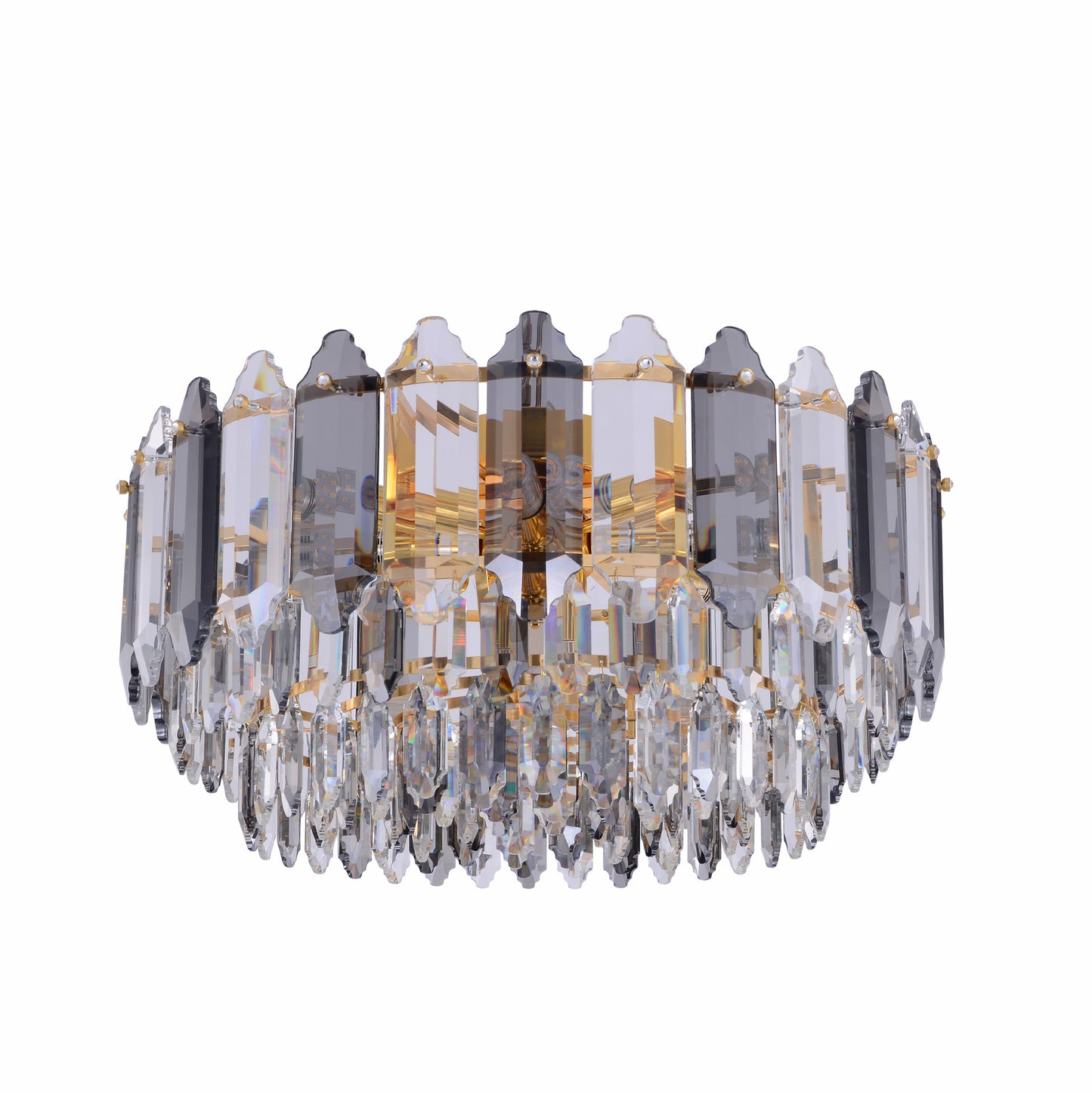 Main image of Golden Tiered Radiance Chandelier Ceiling Light with Alternating Crystal Hues | TEKLED 159-17922