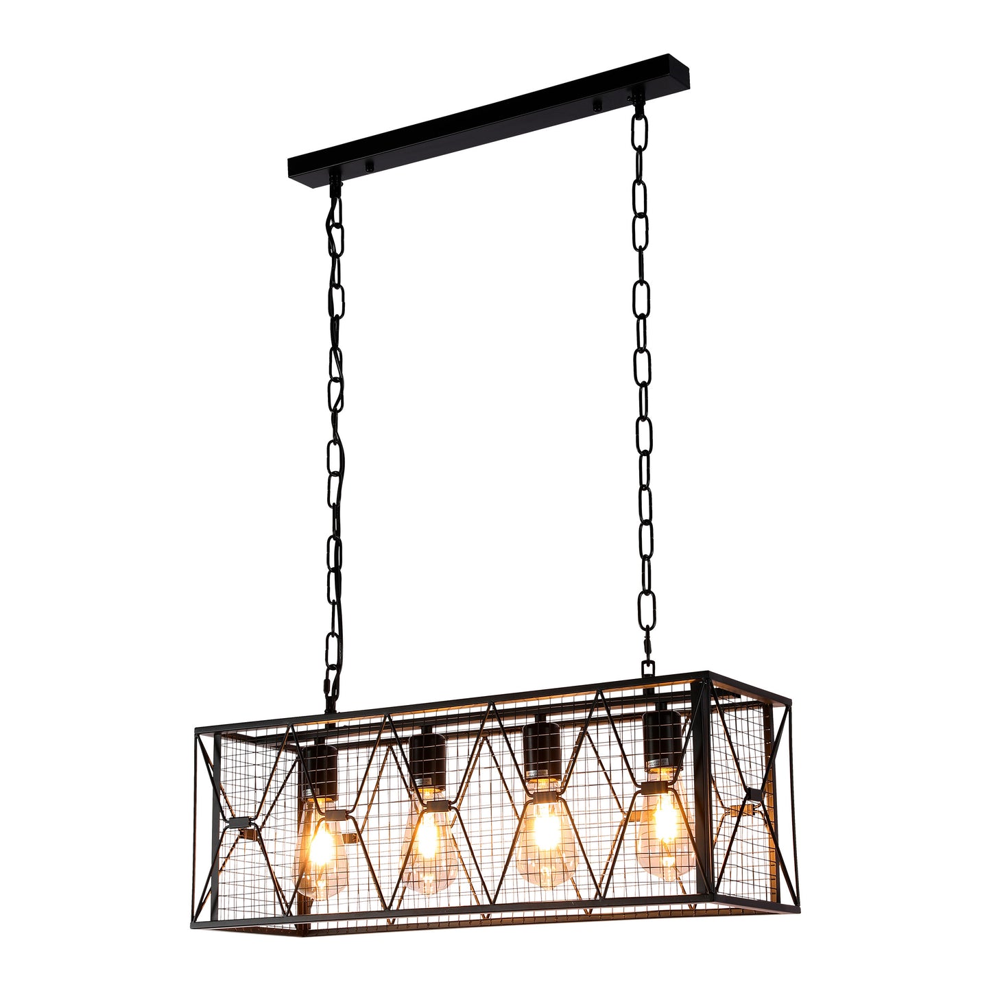 Main image of Industrial Farmhouse Metal Cage Chandelier - Black Finish